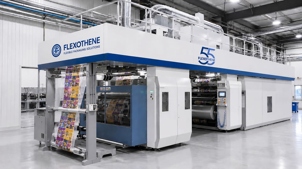 Technician inspecting printed flexible film
